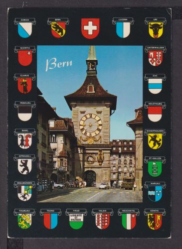 Ansichtskarte Bern Schweiz Zeitglockenturm Wappen Karlsruhe Baden-Württemberg