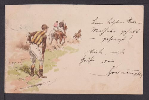 Ansichtskarte Künstlerkarte Litho Pferd Jockey Pancsova Serbien Travnik Bosnien