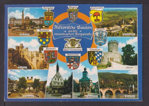 Ansichtskarte Bergstraße Wappen Historische Bauten Baden-Württemberg Hessen