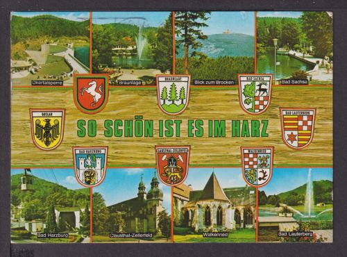 Ansichtskarte Harz Wappen Städte Bad Harzburg Niedersachsen Thale Sachsen-Anhalt