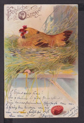 Hühner Geflügel Ansichtskarte Glückwünsch Ostern Leipzig Sachsen Straubing