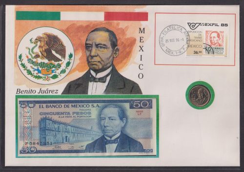 Geldschein Banknote Banknotenbrief Mexiko Südamerika exotisches Motiv