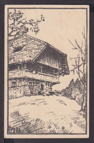 Ansichtskarte Künstler Zeichnung sign. F.L . Bauernhof Bern Schweiz