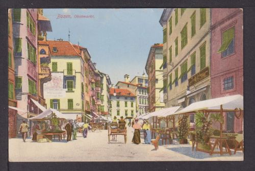 Ansichtskarte Bozen Südtirol Italien tolle Künstlerkarte Obstmarkt