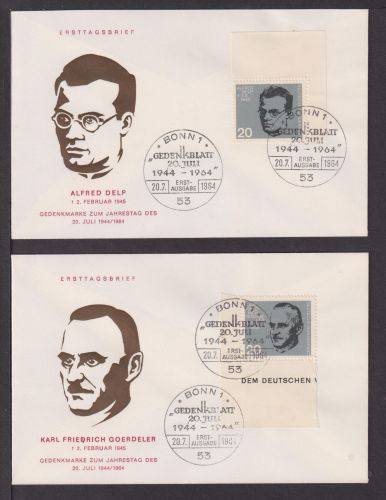 Bund 431-438 Widerstandskämpfer je auf Brief oft Bogenecke Rand als selt. FDC