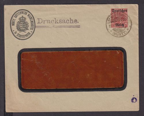 Deutsches Reich Drucksachen Dienst Brief Schussenried Württemberg geprüft Infla