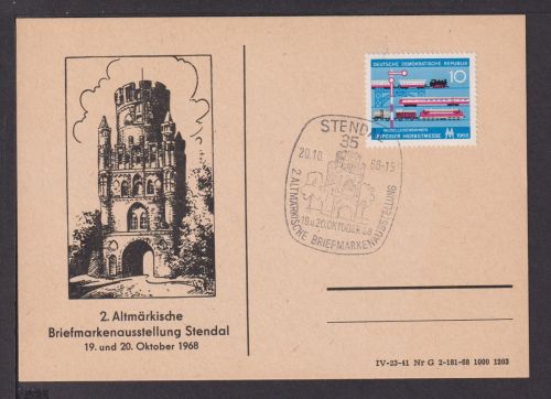 DDR Brief Philatelie Stendal schöne Sonderkarte mit tollem Briefmarken Stempel