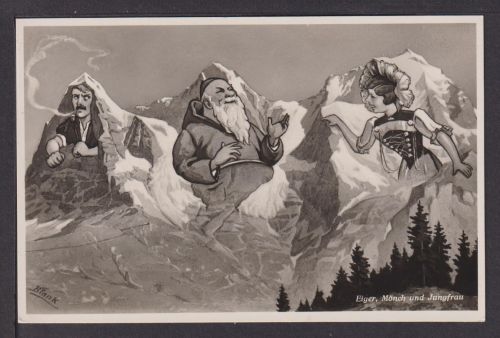 Berggesichter Ansichtskarte Schweiz Berge Eiger Mönch und Jungfrau