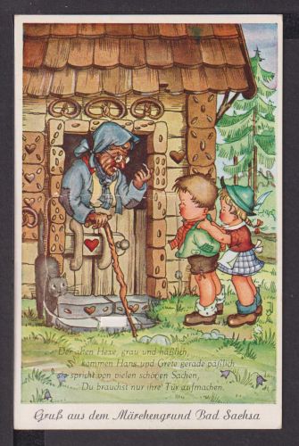 Märchen Ansichtskarte Bad Sachsa Niedersachsen Märchengrund mit Leporello