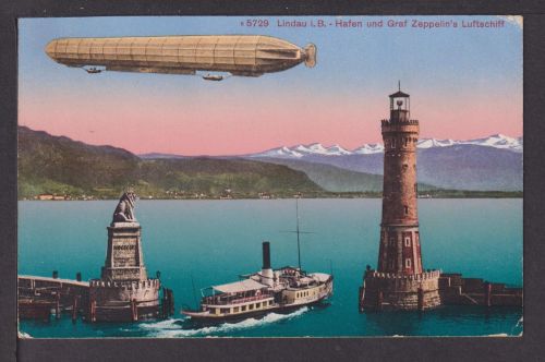 Ansichtskarte Lindau Bodensee Bayern Zeppelin Schiff 1927 München