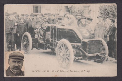 Ansichtskarte Leonce Girardot Automobil Rennfahrer Charron Auto Oldtimer