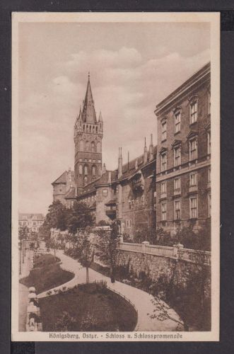 Ansichtskarte Königsberg Ostpreußen Ostgebiete Schloss und Schlosspromenade