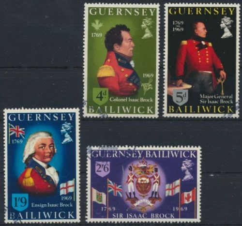 Guernsey 24-27 200. Geburtstag von Isaac Brock Luxus gestempelt 1969