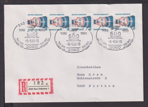 Bund R Brief Oldeslohe Fürthen mit MEF 5er Streifen 1374 SWK Sehenswürdigkeiten