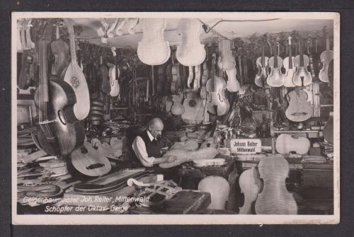 Ansichtskarte Mittenwald Musik Geigenbauer J. Reiter Oktavgeige ungebraucht