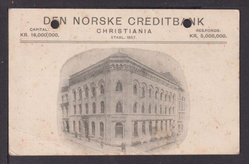 Norwegen Reklame Privatganzsache Den Norske Creditbank Christiania Mängel