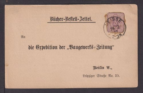 Deutsches Reich Ganzsache Ganzsachenausschnitt GAA Neisse Schlesien Bücherzettel