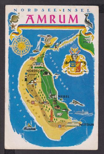 Ansichtskarte Nordseeinsel Amrum Schleswig-Holstein Übersichtskarte