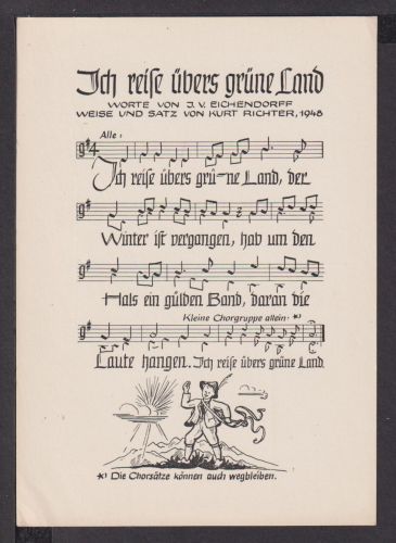 Musik Ansichtskarte Künstler Musiker Kurt Richter Ich reise übers grüne Land