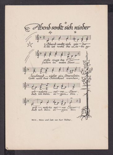 Musik Ansichtskarte Künstler Musiker Kurt Richter Abend senkt sich nieder