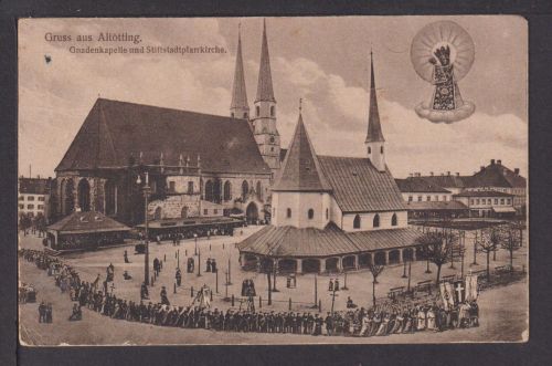 Ansichtskarte Altötting Bayern Gnadenkapelle Stiftstadtpfarrkirche Markt Wald