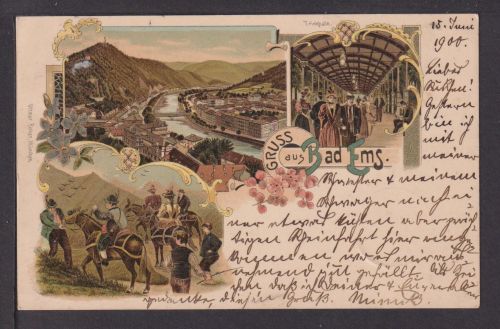 Ansichtskarte Bad Ems Rheinland-Pfalz Litho 1900 Pfeddersheim