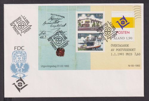 Briefmarken Aland Finnland Europa Brief Block 1993 Schiff Post