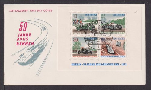 Briefmarken Deutschland Europa Brief Block 1971 50 Jahre Avus Berlin