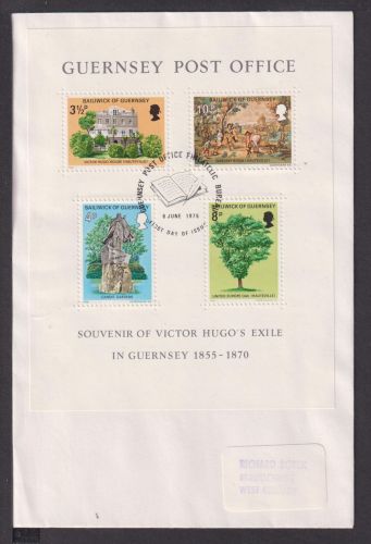Briefmarken Guernsey Großbritannien Europa Brief Block 1975 Victor Hugo Exil