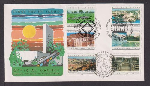 Briefmarken UNO Vereinte Nationen Brief Block 1984 Erbe der Menschheit