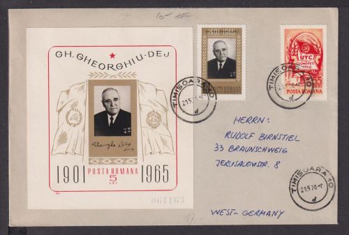 Briefmarken Rumänien Europa Brief Block 1965 Gheorghiu-Dej