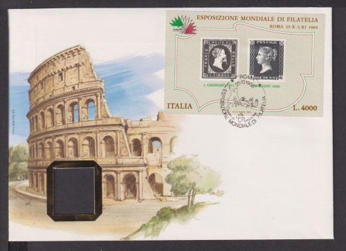 Briefmarken Italien Europa Brief Block 1985 Briefmarken Ausstellung Rom