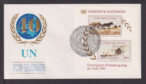 Briefmarken UN Vereinte Nationen Brief Block 1985 40. Gründungstag