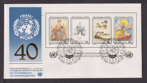Briefmarken UN Vereinte Nationen Brief Block 1986 40 Jahre WFUNA