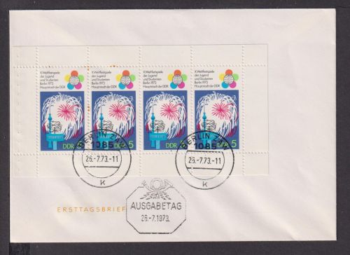 Briefmarken DDR Europa Brief Block 1973 Weltfestspiele der Jugend