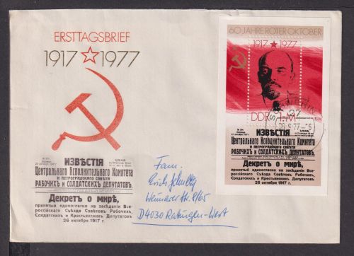 Briefmarken DDR Europa Brief Block 1977 60 Jahre Roter Oktober