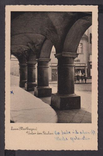 Ansichtskarte Lissa Wartheland Polen Feldpost 1940 Hattersheim am Main Hessen
