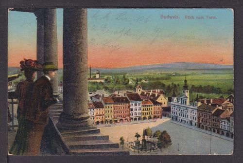 Ansichtskarte Budweis Böhmen Tschechien Blick vom Turm 1916 Nürnberg Bayern