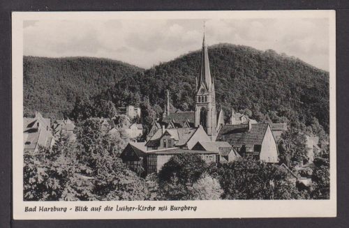 Ansichtskarte Bad Harzburg Niedersachsen Luther Kirche mit Burgberg