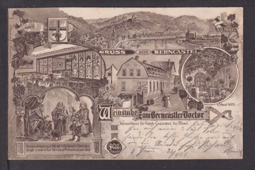 Ansichtskarte Bernkastel Mosel Rheinland-Pfalz Bernk Doctor 1908 Gotha Thüringen
