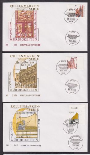 Bund Brief gutes Lot SWK Sehenswürdigkeiten meist Bogenrand Bogenecke als FDC
