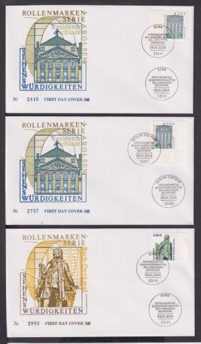 Bund Brief inter. Lot SWK Sehenswürdigkeiten meist Bogenrand Bogenecke als FDC