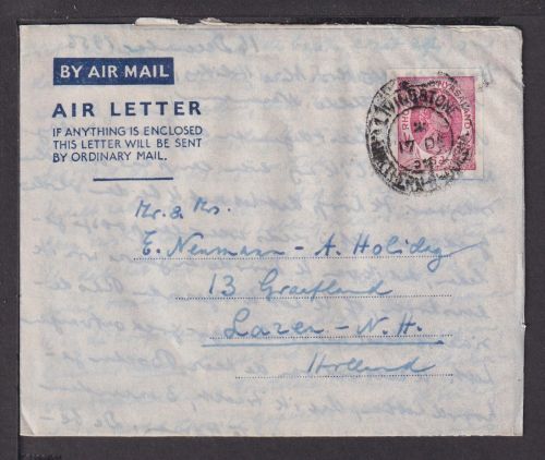 Flugpost airmail Rhodesien Nyasaland Afrika Ganzsache Aerogramm Laren Niederland