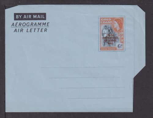 Flugpost airmail Goldküste Britisch Kolonen Aufdruck Ghana Ganzsache Aerogramm