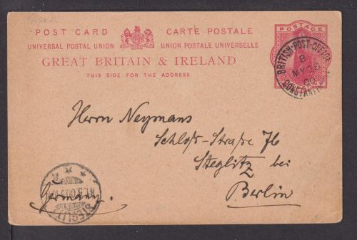 Großbritannien Post Ausland Ganzsache British Post Office Constantinopel Türkei