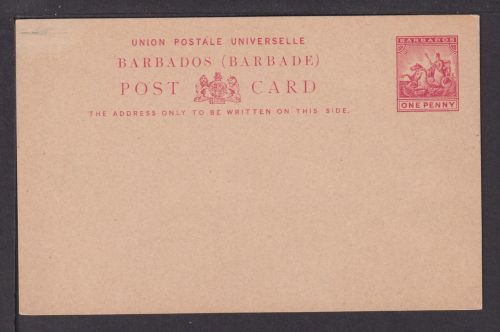 Karibik Barbados Ganzsache postcard 1 Penny rot