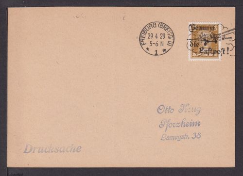 Flugpost airmail Deutsches Reich Goethe MaschSST Freiburg Benutzt Luftpost PK