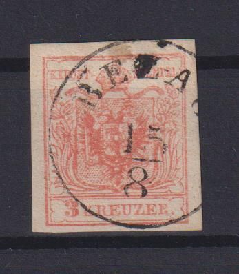 Briefmarken Österreich Nr. 3 3 Kreuzer rot Kaiserreich Ausgabe 1850 Wappen
