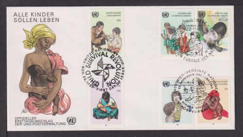 Briefmarken UNO Vereinte Nationen Brief 1985 alle Kinder sollen leben