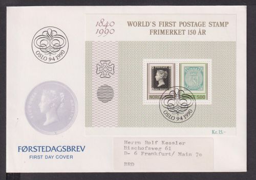 Briefmarken Norwegen Europa Brief Block 1990 Frimerket 150 Jahre